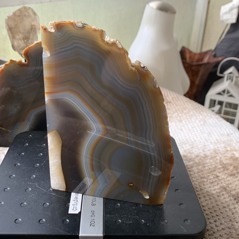 CRYSTAL  banded agate bookend #1